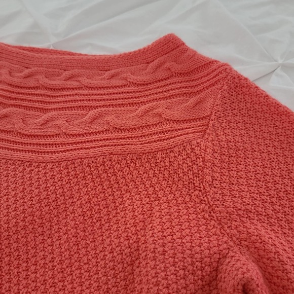 Croft & Barrow Sweater Coral Pink Soft Acrylic Cable Knit Small Textured Orange - Picture 2 of 8